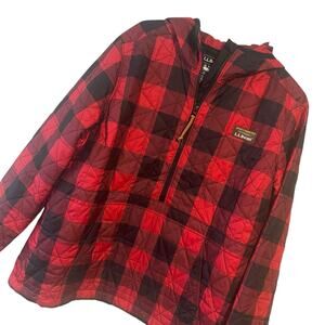 L.L. Bean Red and Black Plaid Bomber Jacket